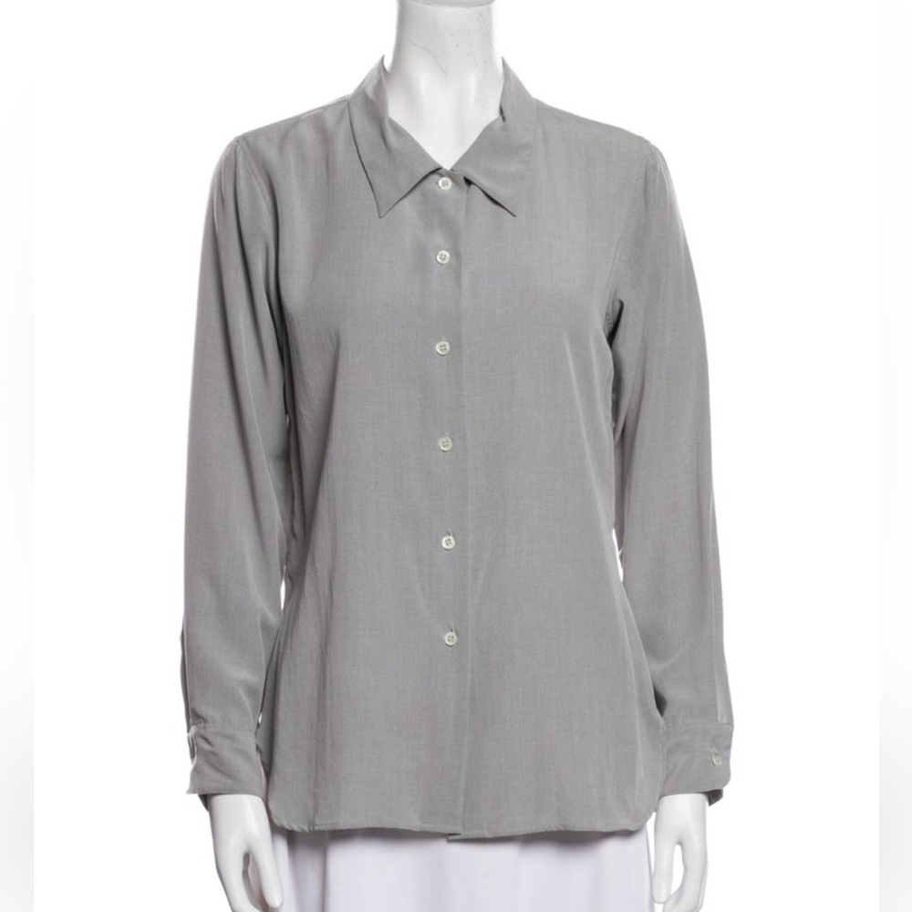 Agnes B Gray Button Down Shirt Top